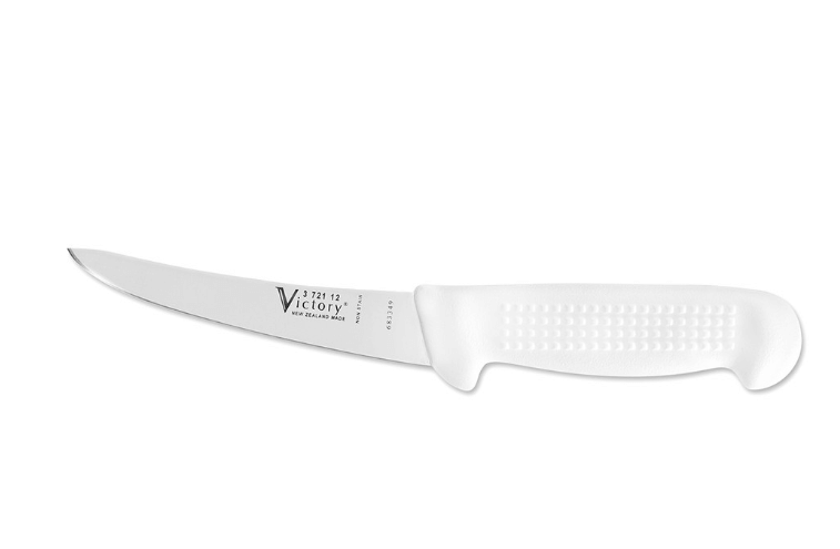 Victory Knives Butchers Knives White Handle Narrow Curved Boning Knife 12Cm