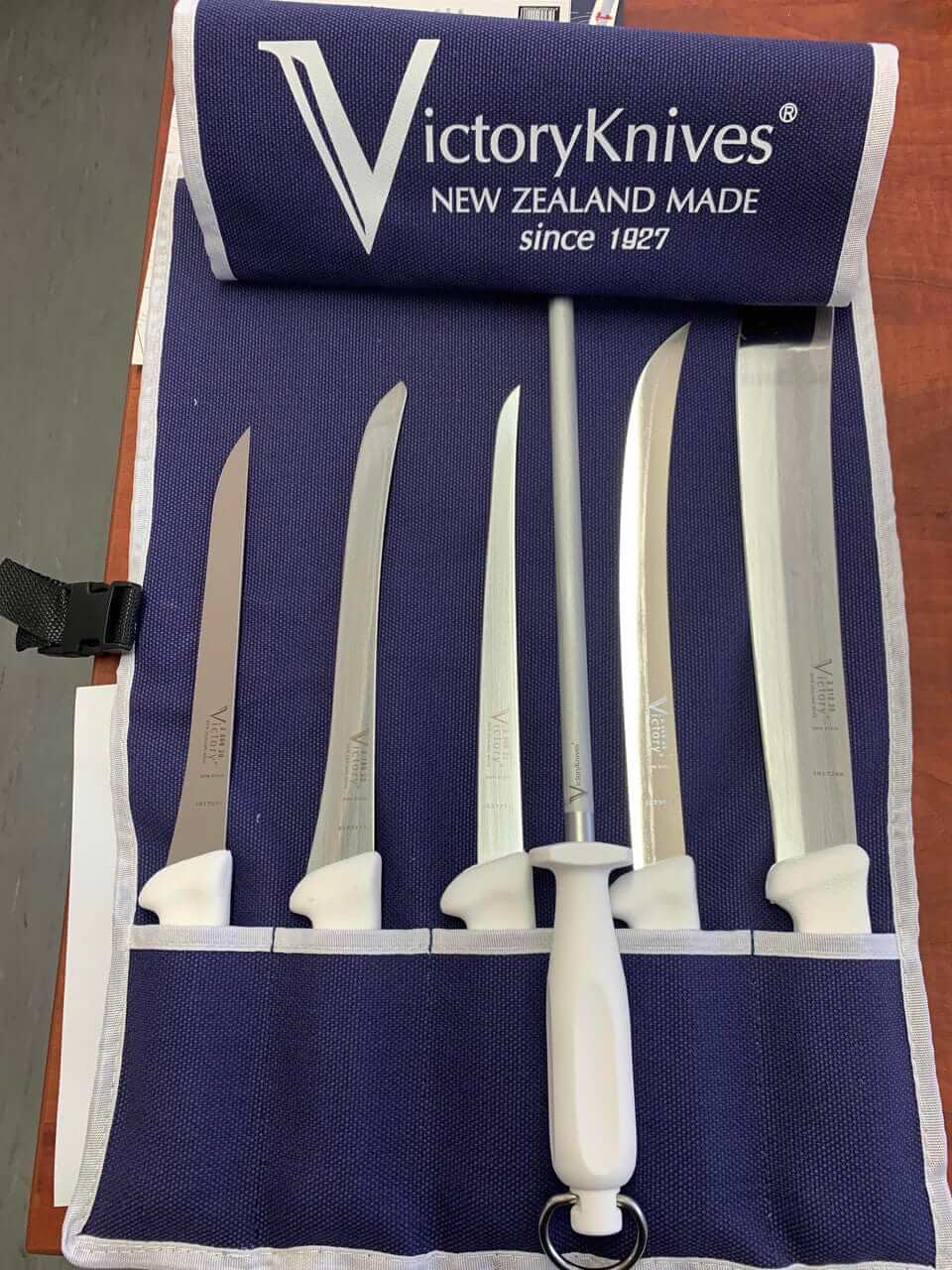 Victory Knives FISHING KNIFE SET CANVAS Fisherman's 6 Piece  Fish Filleting Set