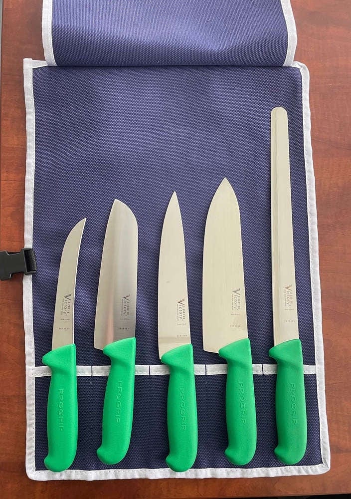 Victory Knives General 5 PIECES / CANVAS Victory Knife Green Chef Set Progrip