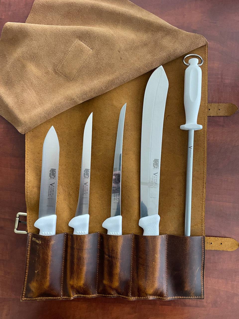 Victory Leather Knife Wrap- 5 Pockets - Action Outdoors Kiwi
