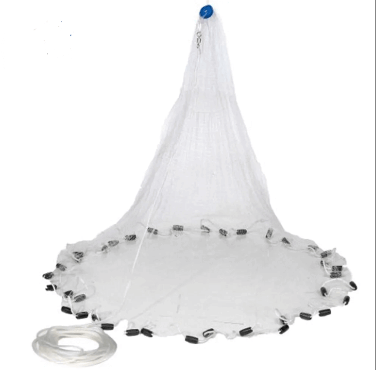 Optimizing Your Catch with 12FT White Cast Net USA Style 1 Inch Mesh with weighted edges for effective fishing.