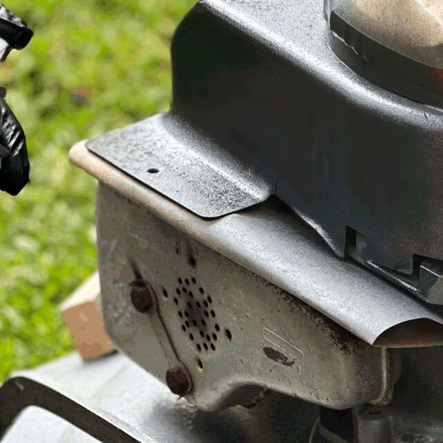 Exciting New CRC products Just In: CRC Metal Armour spray being applied to a lawn mower.