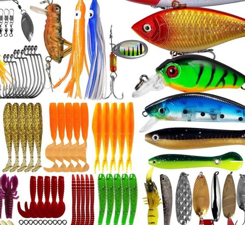 Fishing Lures & Tackle in New Zealand with various types of lures, hooks, and tackle components.