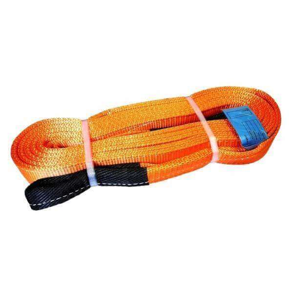 Towing Mastery with the 16.0T Titan Nylon Recovery Strop, showcasing the durable orange and black nylon recovery strap.