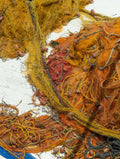 Pile of tangled fishing nets with floats