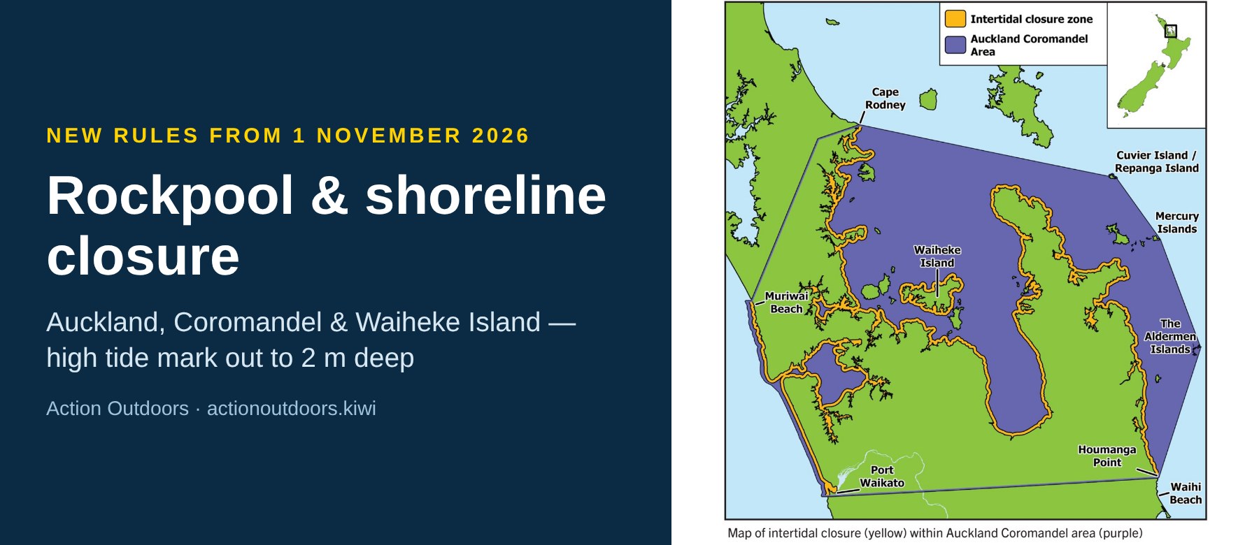 Rockpool and shoreline closure from 1 November 2026, Auckland, Coromandel and Waiheke Island