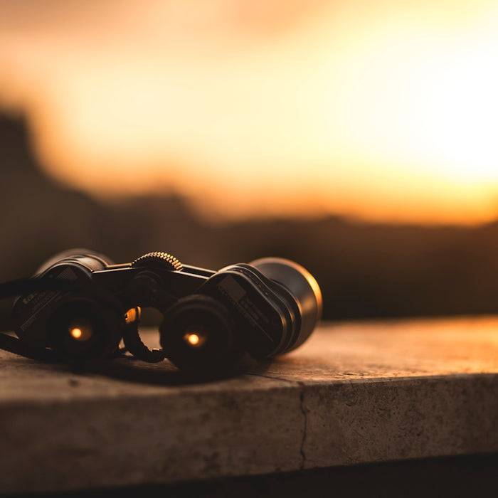 close-up selective focus photo of black binoculars