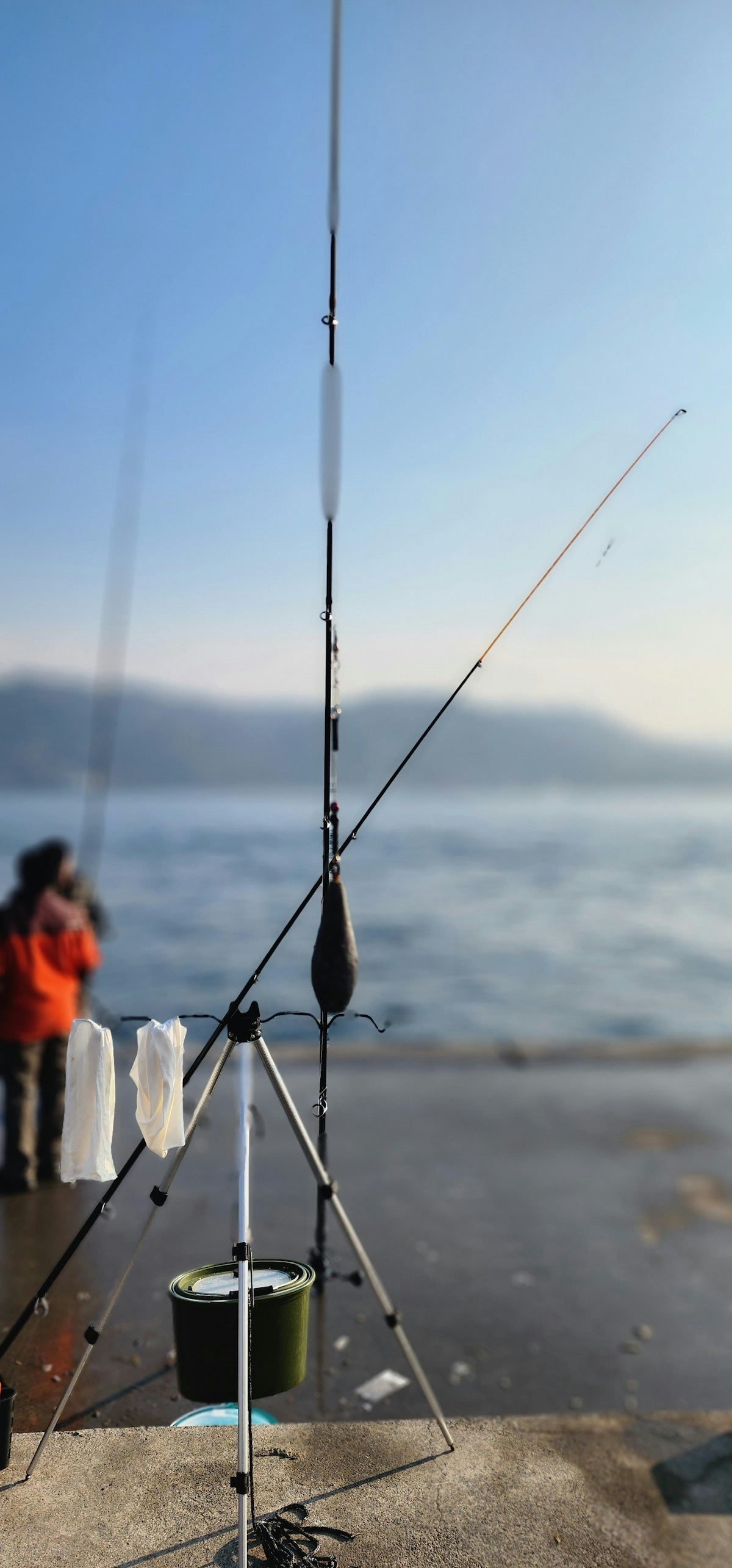 Fishing Made Simple with Bait Mesh Unslung Mono 0.35mm - fishing rods by the water's edge.