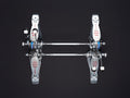 A pair of wheels on a black background