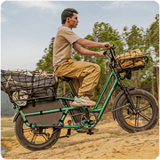 Kiwi eRide Kiwi eRide Fiido T2 Longtail Cargo E-bike Green Fiido T2 Longtail Cargo E-bike Green