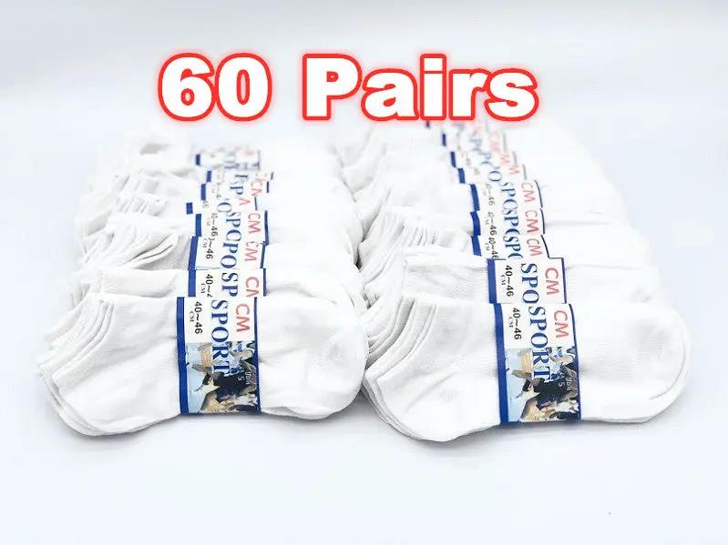 (60 Pairs) Thin Ankle Socks - WHITE - M7-11/ W8-12 by dealonline.co.nz