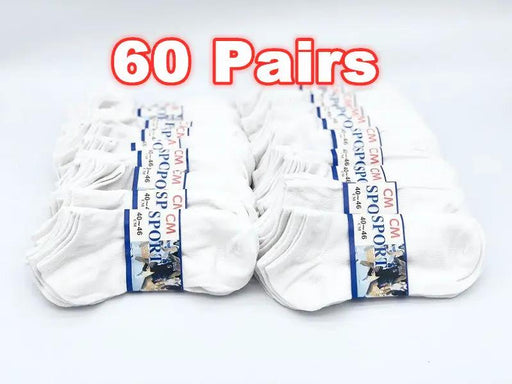 (60 Pairs) Thin Ankle Socks - WHITE - M7-11/ W8-12 by dealonline.co.nz