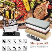 Knife Sharpening Stone Kit 4001000 30008000 Grit Double Sided Whetstone WBase - Corundum by China Dropship