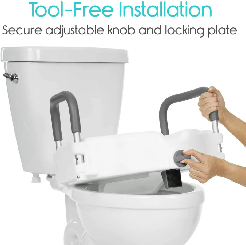 2 in 1 Raised Toilet Seat with Removable Padded Arms, Standard Seat by salelink.co.nz