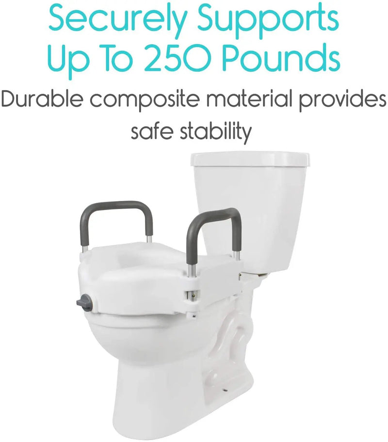 2 in 1 Raised Toilet Seat with Removable Padded Arms, Standard Seat by salelink.co.nz