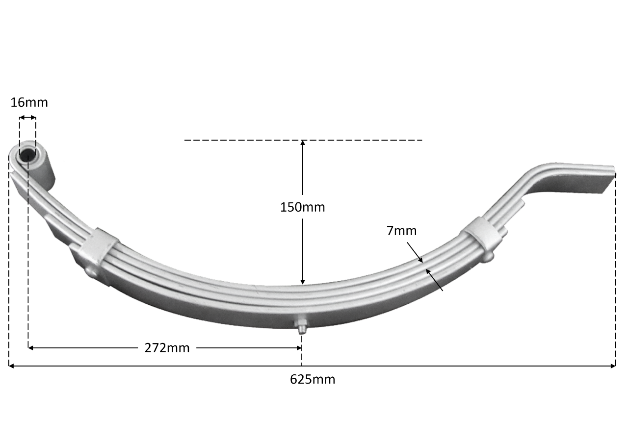 4 Leaf Deep Slipper Spring - 1500kg - 50mm wide - Pair