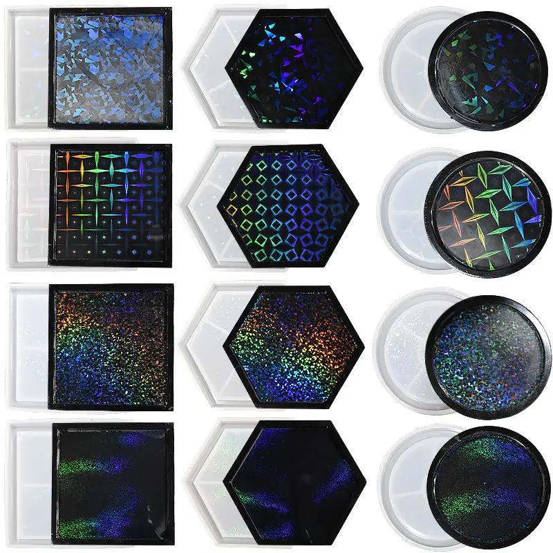 Holographics Coaster Moulds - Round/Square/Hexagonal by Resin Art NZ
