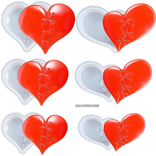 Rubbing Stitching Patching Heart Shaped Keychain Pendant Silicone Moulds for Resin Plaster Soap by Resin Art NZ