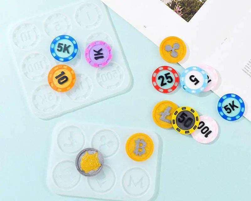 Bitcoin Commemorative Coin Crystal Resin Moulds 2 Pcs, Epoxy Silicone Mould for Making Virtual Currency Art Collection Coin DIY Casting Jewelry by Resin Art NZ