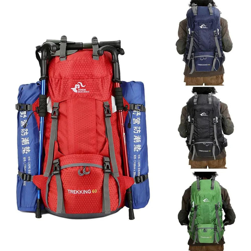 Mead's Supply & Equipment Outfitters limited Backpacks & Hiking Bags 60L Hiking Backpack with Rain Cover — Lightweight Nylon Trekking Pack 60L Hiking Backpack with Rain Cover — Lightweight Nylon Trekking Pack