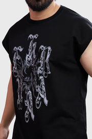 Ash Capsleeves Tank Black by Fuaark Nz