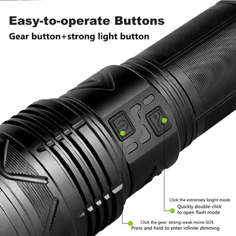 Long Range Powerful USB Input and Output Rechargeable LED Flashlight 30W 1500m by dealonline.co.nz
