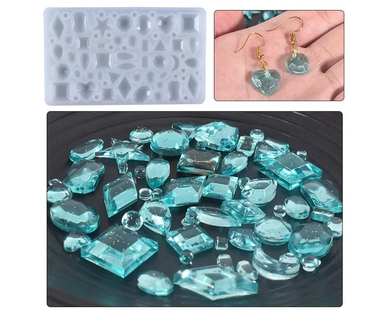 Gemstone Shape Moulds Diamond Stud Earrings Drip Moulds Love Geometric Drops Moon Five Stars Pendant by Resin Art NZ