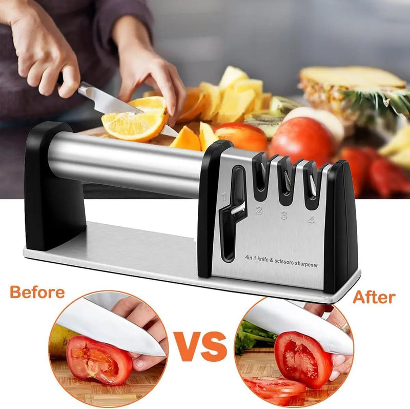 1pcs 4-in-1 Kitchen Blade And Scissor Sharpening Tool - Black by China Dropship