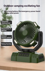Outdoor Camping Fan with Power Bank and LED Light - Portable 3-Speed Fan by Mead's Supply & Equipment Outfitters limited