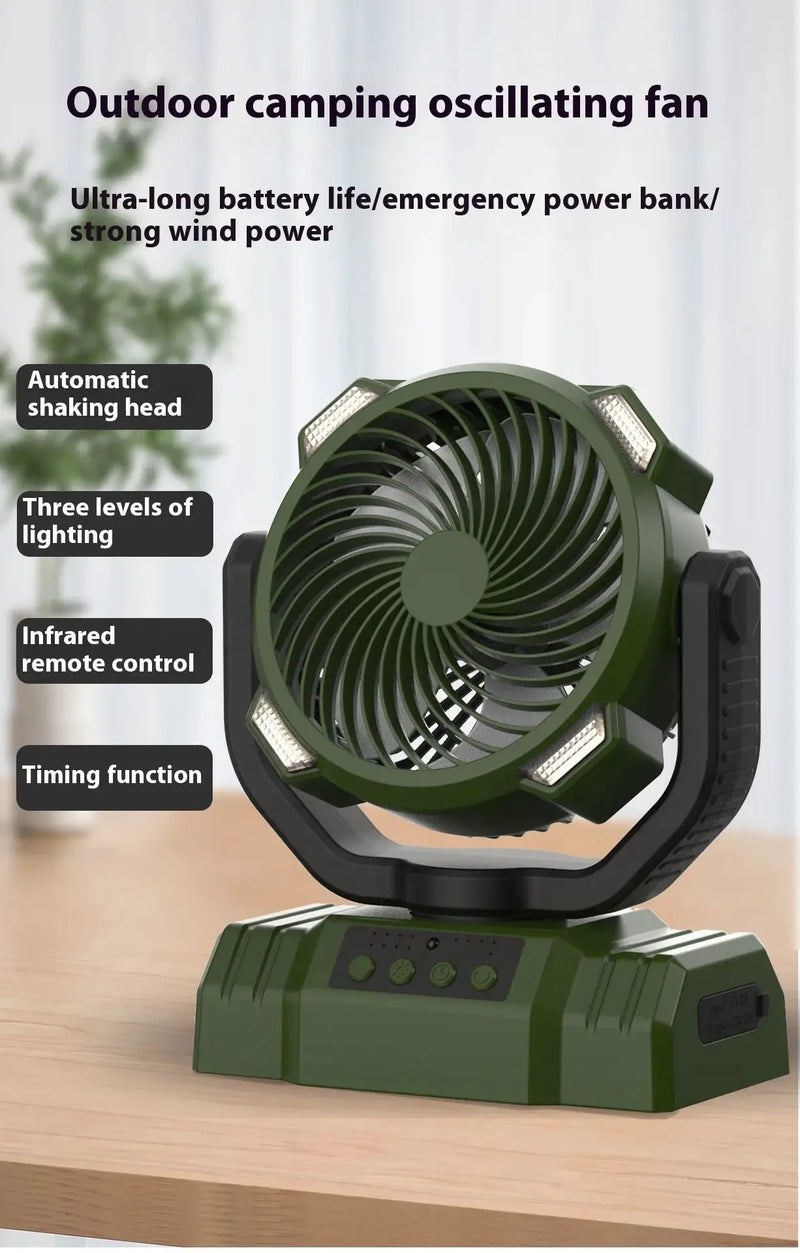 Outdoor Camping Fan with Power Bank and LED Light - Portable 3-Speed Fan by Mead's Supply & Equipment Outfitters limited