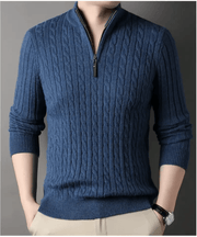 Men's Solid Color Half Zip Thick Sweater Warm Knit Pullover by Action Outdoors Limited