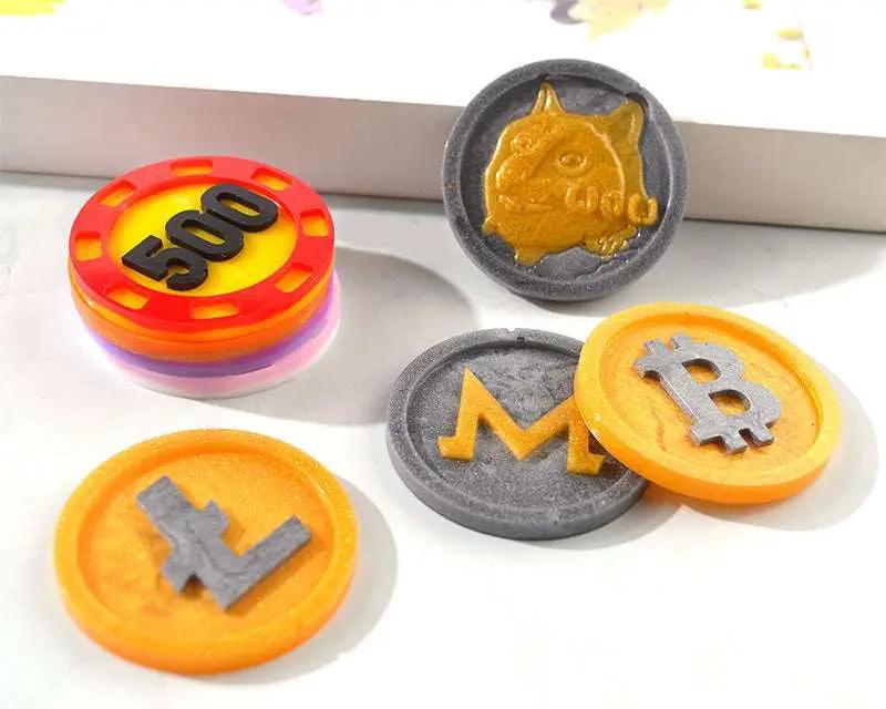 Bitcoin Commemorative Coin Crystal Resin Moulds 2 Pcs, Epoxy Silicone Mould for Making Virtual Currency Art Collection Coin DIY Casting Jewelry by Resin Art NZ