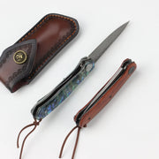 Color Shell Handle Damascus Steel Knife Wooden Handle by China Dropship