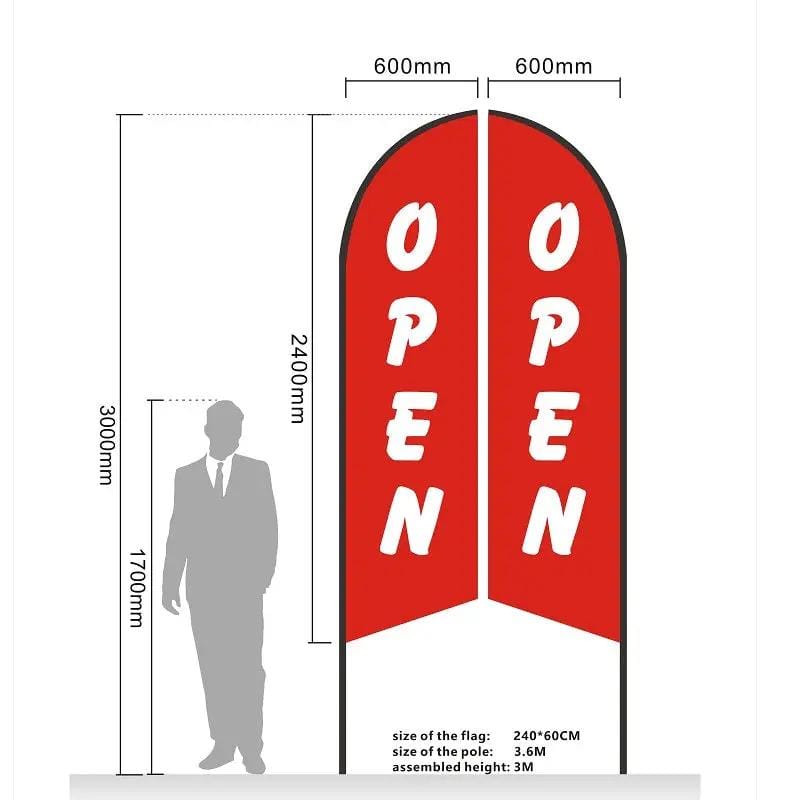 dealonline.co.nz dealonlinenz ‘OPEN’ 3.4m Sign Commercial Feather Banner Flag ONLY ‘OPEN’ 3.4m Sign Commercial Feather Banner Flag ONLY
