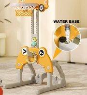 142CM Kids Basketball Hoop Stand Height Adjustable Water Base - Yellow by dealonline.co.nz