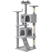 Cat Tree Condo Kitten Tree Tower w/ 2 Condos & 2 Dangling Balls & 3 Scratching Posts by Yaheetech
