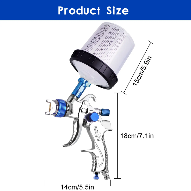 HVLP Spray Gun with 10Pcs 600ML Disposable Paint Cups, Automotive Gravity Feed by salelink.co.nz