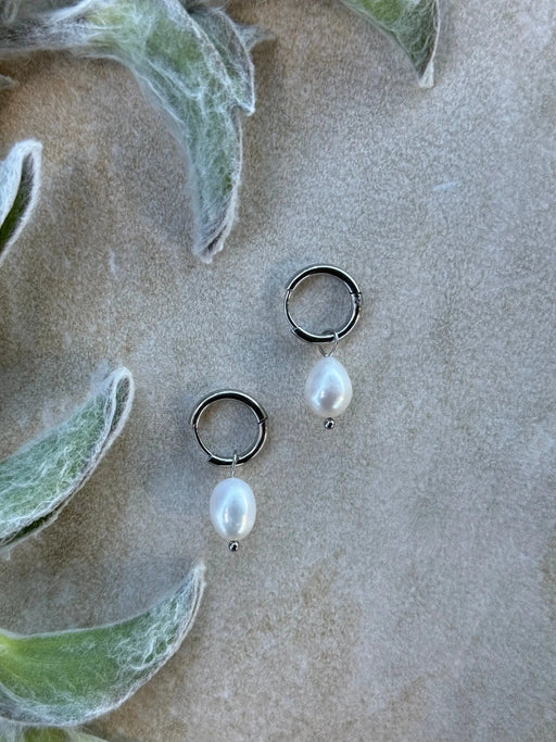 Heitiki Pearl Silver Huggies by Tahana Jewellery
