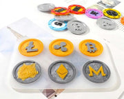 Bitcoin Commemorative Coin Crystal Resin Moulds 2 Pcs, Epoxy Silicone Mould for Making Virtual Currency Art Collection Coin DIY Casting Jewelry by Resin Art NZ