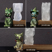 Gloss Mirror Magic Cat Ornament Demon Pirate Cat Key Pendant Silicone Moulds by Resin Art NZ