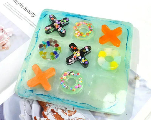 Tic Tac Toe Mold X O Board Game Silicone Resin Mould Kit Modern Farmhouse Porch Game Table for Kids Friends Adults by Resin Art NZ
