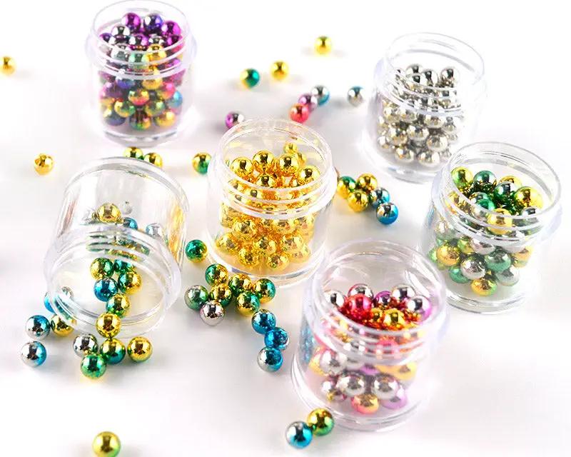 Golden Beads - 6mm Golden Pearl Beads No Hole Loose ABS Plastic Pearl Beads Resin Filling Material Pearl Beads for Resin Art Crafting by Resin Art NZ