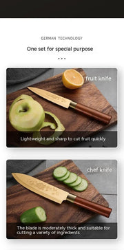Gold Kitchen Household Alloy Bone Cutting Slice Knife Set 6 Pcs Set by China Dropship