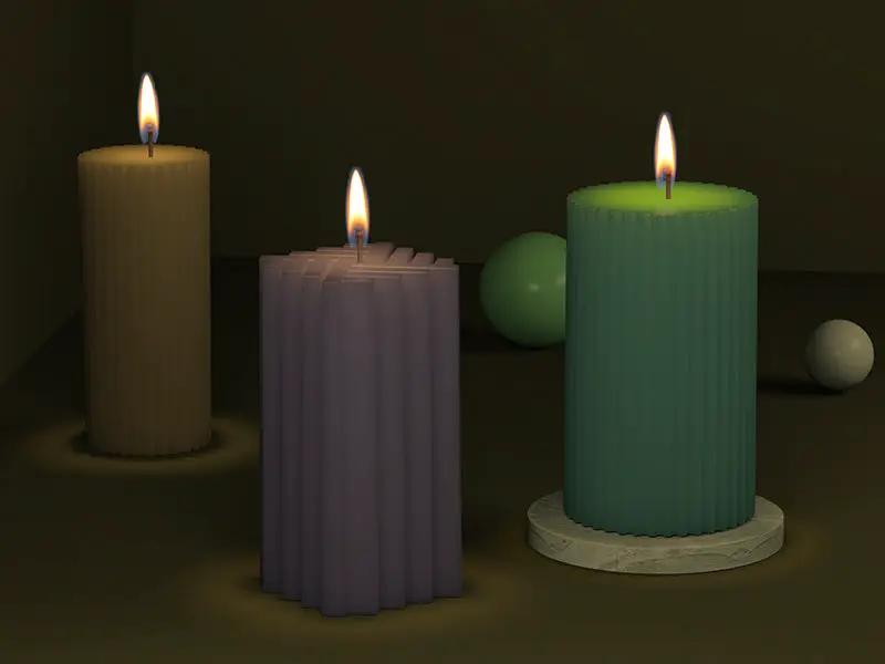 Candle Casting Mould with Resin, Cement, Candle - 03