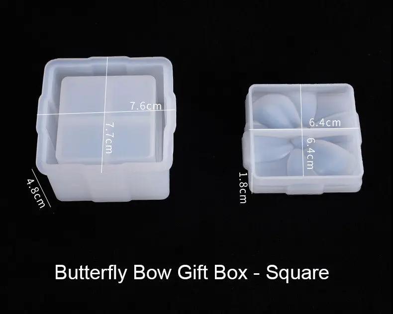 Butterfly Bow Gift Box Container with Lid Resin Mould Jewelry Storage Box Container Resin Casting Silicone Mould Epoxy DIY Art Crafts by Resin Art NZ