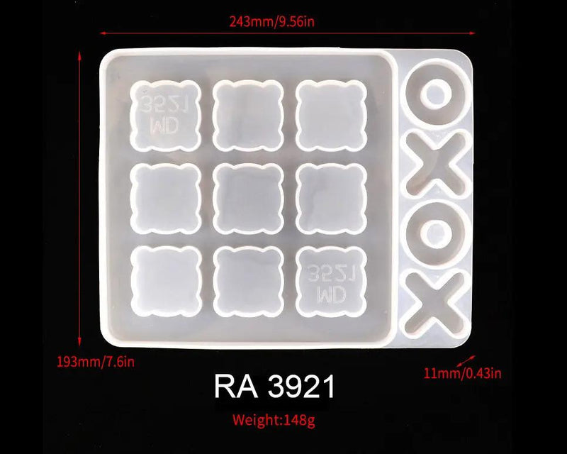 Tic Tac Toe Mold X O Board Game Silicone Resin Mould Kit Modern Farmhouse Porch Game Table for Kids Friends Adults by Resin Art NZ