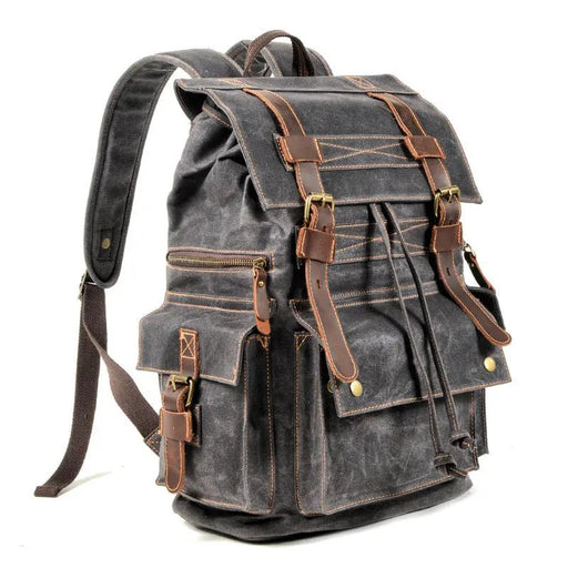 Beeswax Canvas & Leather Mountaineering Bag – Waxed Canvas Travel Rucksack | Unisex | Dark Gray, Coffee, Gray Green by Mead's Supply & Equipment Outfitters limited