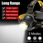 Super Bright LED Headlamp USB Rechargeable Headlight Head Torch Lamp Flashlight by China Dropship