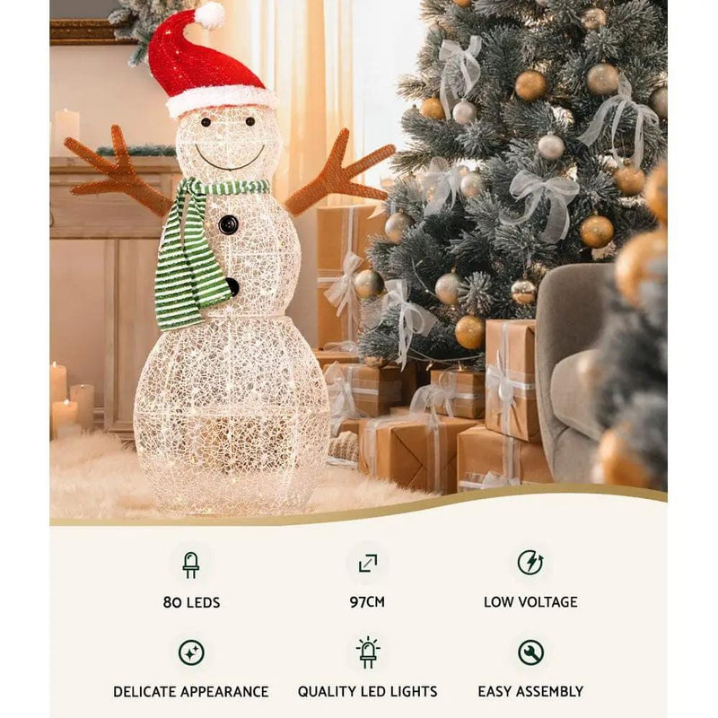 SportZone.co.nz Occasions > Christmas > Outdoor Decorations & Lights Jingle Jollys Christmas Lights 97cm Snowman 80 LED Decorations Jingle Jollys Christmas Lights 97cm Snowman 80 LED Decorations