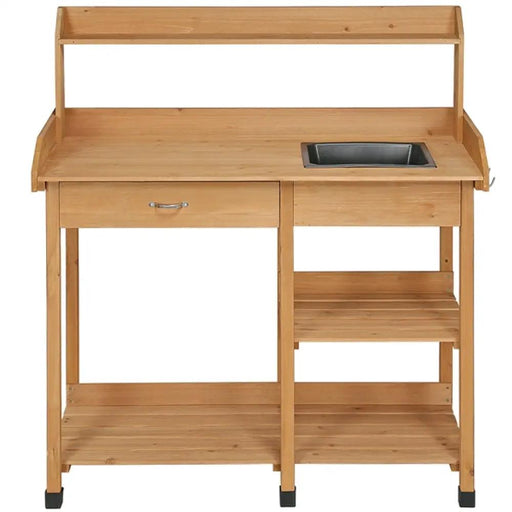 Yaheetech Potting Bench Table Removable Sink Firwood Drawer Open Multiple Shelves Potting Bench Table Removable Sink Firwood Drawer Open Multiple Shelves